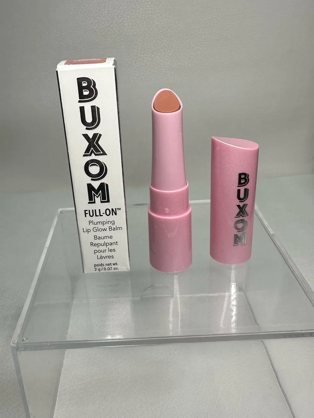 Buxom Full-On Plumping Lip Glow Balm — Pink Tube with Nude-Pink Shade